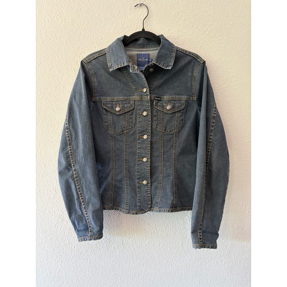 Women's Faconnable Long Sleeve Denim Jacket Size S Fitted Classic Elevated